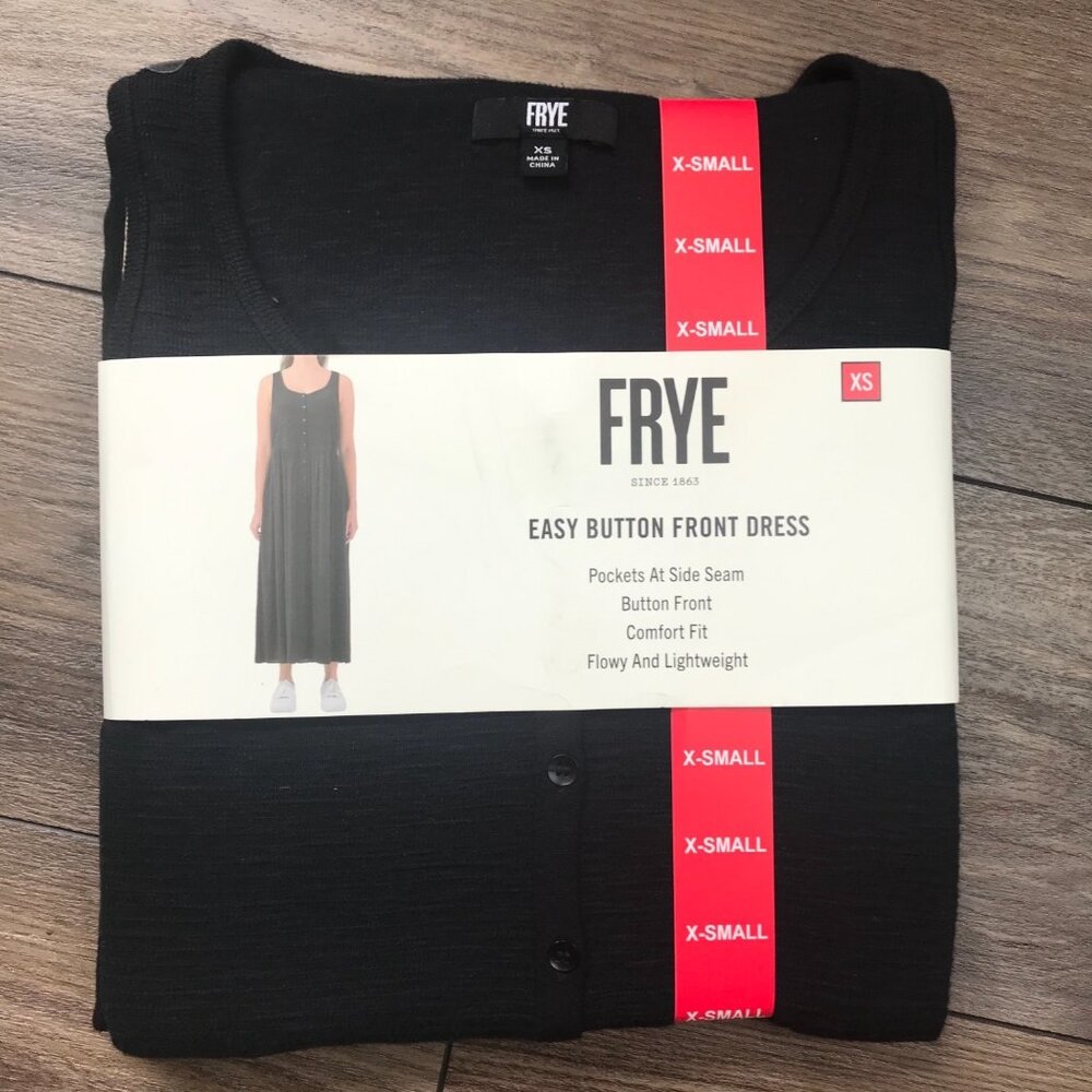 Frye Black Button Front Maxi Dress Women's XS Cotton Rayon Blend Jersey Knit NEW